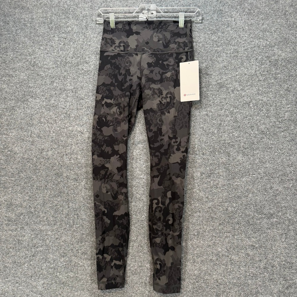 Lululemon Wunder Train Leggings Womens 6 Gray Camo High Rise Everlux‎ Yoga NEW